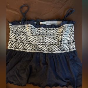 Spaghetti strap blue and white crop top